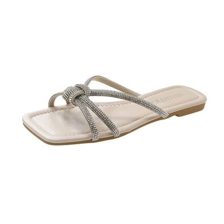 Jsezml Square Toe Sandals for Women Bling Rhinestone Casual Dressy Slip On Flats Slides Slippers Wedding Beach Shoes
Jsezml Square Toe Sandals for Women Bling Rhinestone Casual Dressy Slip On Flats Slides Slippers Wedding Beach Shoes
