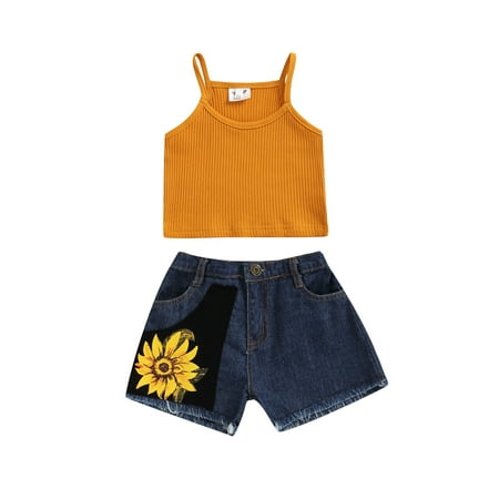 Calsunbaby Kids Baby Girls Summer Short Pants Outfits Sleeveless Solid Color Sling Tank Tops Sunflower Pattern Denim Shorts Set
Calsunbaby Kids Baby Girls Summer Short Pants Outfits Sleeveless Solid Color Sling Tank Tops Sunflower Pattern Denim Shorts Set