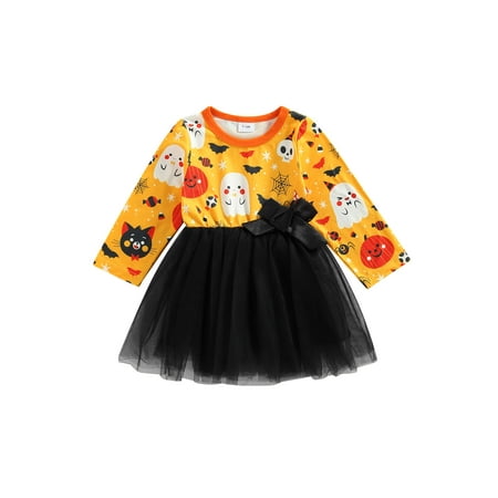 GuliriFei Infant Baby Girls Halloween Dress Cartoon Cat Bat Ghost Print Layered Mesh Tutu Dress Round Neck Long Sleeve Party Dress
GuliriFei Infant Baby Girls Halloween Dress Cartoon Cat Bat Ghost Print Layered Mesh Tutu Dress Round Neck Long Sleeve Party Dress