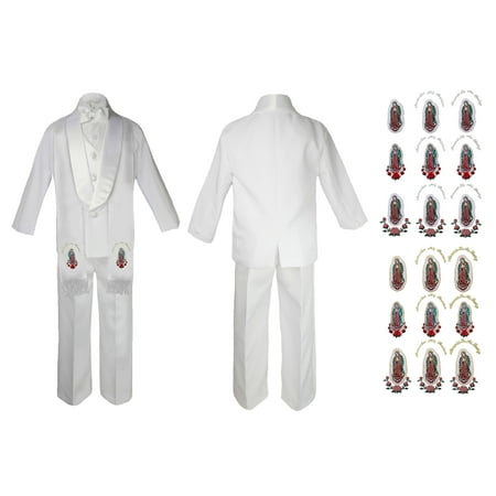 New Born Baby Boy Teen Christening Communion Formal White Paisley Suit Silver or Gold Guadalupe Virgin Mary Maria On Stole SM-20 
New Born Baby Boy Teen Christening Communion Formal White Paisley Suit Silver or Gold Guadalupe Virgin Mary Maria On Stole SM-20