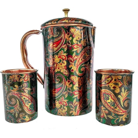 Rastogi Handicrafts Copper Drinkware Screen Printed Set Serving Set 1 Pitcher 2 Tumbler
Rastogi Handicrafts Copper Drinkware Screen Printed Set Serving Set 1 Pitcher 2 Tumbler