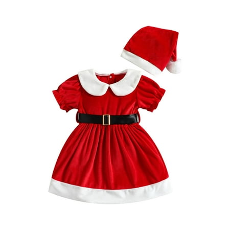 FOCUSNORM Toddler Baby Girls Christmas A-line Dresses Short Sleeve Doll Collar Princess Dress with Belt Hat Xmas Outfits
FOCUSNORM Toddler Baby Girls Christmas A-line Dresses Short Sleeve Doll Collar Princess Dress with Belt Hat Xmas Outfits