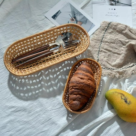 Rattan Bread Basket Oval Hand-Woven Tea Tray Food Serving Platter For Dinner Parties Coffee Breakfast
Rattan Bread Basket Oval Hand-Woven Tea Tray Food Serving Platter For Dinner Parties Coffee Breakfast