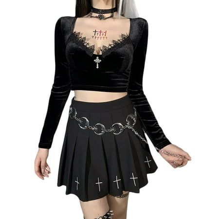 Huakaishijie Gothic Crop T Shirts Women Lace Up Tops Corset Street Black Top Lace Long Sleeve Tee
Huakaishijie Gothic Crop T Shirts Women Lace Up Tops Corset Street Black Top Lace Long Sleeve Tee