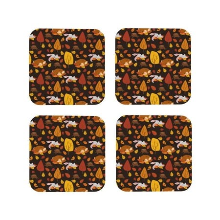 Honeii Autumn Forest Small Animals Lazy Print Leather Coaster Set of 4 Ideal for Safeguarding Your Furniture from Drinks Spills and Effortless Cleanup-Square
Honeii Autumn Forest Small Animals Lazy Print Leather Coaster Set of 4 Ideal for Safeguarding Your Furniture from Drinks Spills and Effortless Cleanup-Square