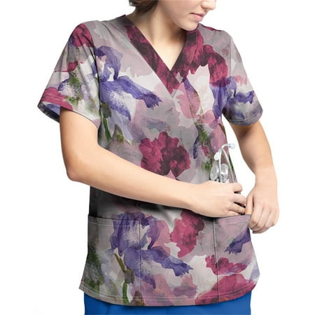 Plus Size Printed Scrub Working Uniform Tops For Women V-Neck Short Sleeve T-Shirts Workwear Tee With Pockets
Plus Size Printed Scrub Working Uniform Tops For Women V-Neck Short Sleeve T-Shirts Workwear Tee With Pockets