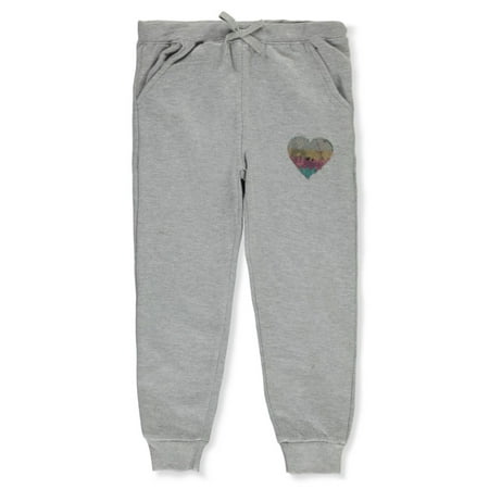 Star Ride Girls Flip Sequin Heart Joggers - gray 2t (Toddler)
