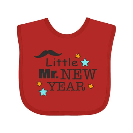 Inktastic Little Mr New Year with Mustache and Stars Gift Baby Boy Bib