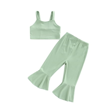 Nokpsedcb 2Pcs Kids Toddler Girls Summer Outfits Solid Color Sleeveless Short Tank Tops + Elastic Waist Flare Pants Green 12-18 Months
Nokpsedcb 2Pcs Kids Toddler Girls Summer Outfits Solid Color Sleeveless Short Tank Tops + Elastic Waist Flare Pants Green 12-18 Months