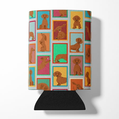 Lots of Red Dachshund Can or Bottle Hugger 3 in x 5 in