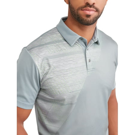 Ben Hogan Men's Performance Asymmetrical Printed Polo Shirt, Up to Size 5XL