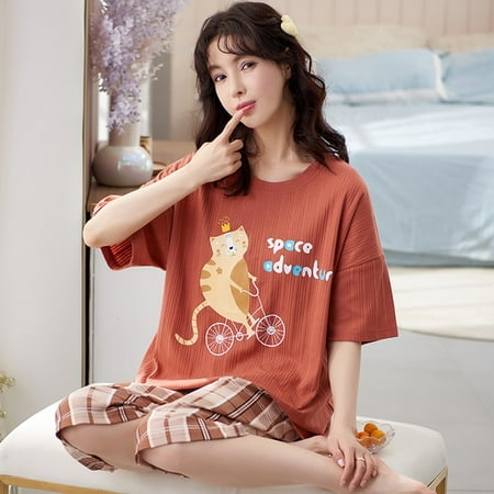 QWZNDZGR Summer Knitted Cotton Floral Pajamas Set Women Pyjamas Elegant Sleepwear Nightwear Pijama Mujer Plus Size Calf-Length Pants Home
QWZNDZGR Summer Knitted Cotton Floral Pajamas Set Women Pyjamas Elegant Sleepwear Nightwear Pijama Mujer Plus Size Calf-Length Pants Home