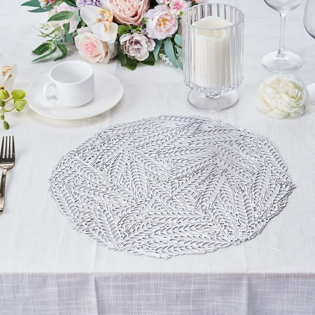 Efavormart 6 Pack 15 Silver Round Vinyl Placemats - Non Slip Dining Table Placemats with Wheat Design for Wedding Party Home Hotel Table Decoration
Efavormart 6 Pack 15 Silver Round Vinyl Placemats - Non Slip Dining Table Placemats with Wheat Design for Wedding Party Home Hotel Table Decoration
