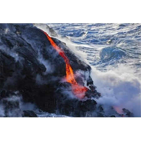 Posterazzi DPI12304319LARGE The Pahoehoe Lava Flowing from Kilauea Has Reached The Pacific Ocean Near Kalapana - Island of Hawaii United Sta 3 Poster Print by Dave Fleetham, 38 x 24 - Large