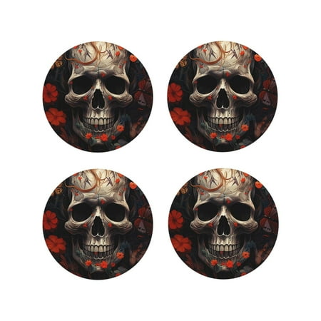 Fuzoiu Vintage Butterfly Flower Skull Print Leather Coasters Set Drink Coasters Set of 4 for Tabletop Protection Durable PVC Coasters Home Décor and Housewarming Gift-Round Shape
Fuzoiu Vintage Butterfly Flower Skull Print Leather Coasters Set Drink Coasters Set of 4 for Tabletop Protection Durable PVC Coasters Home Décor and Housewarming Gift-Round Shape