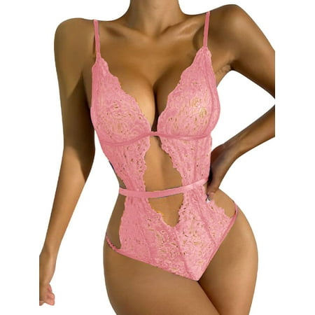Innerwin Women Sleepwear Lace Lingerie Deep V Teddy Bodysuit One Piece Ladies Mini Crotchless Sexy Floral Pink L
Innerwin Women Sleepwear Lace Lingerie Deep V Teddy Bodysuit One Piece Ladies Mini Crotchless Sexy Floral Pink L
