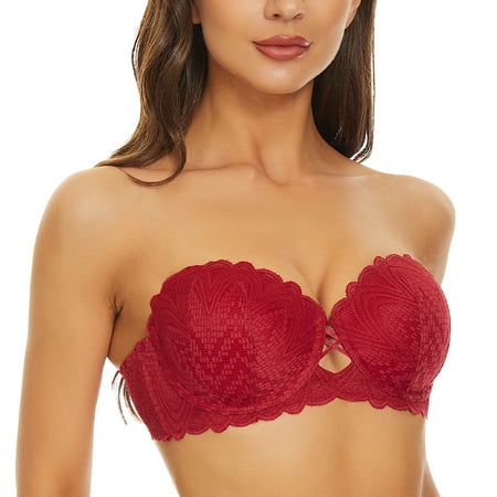 Deyllo Women s Sexy Lace Push Up Padded Multiway Underwire Strapless Bra Wine Red 36B
Deyllo Women s Sexy Lace Push Up Padded Multiway Underwire Strapless Bra Wine Red 36B