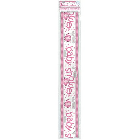 Elephant Baby Shower Foil Banner, 12 ft, Pink, 1ct