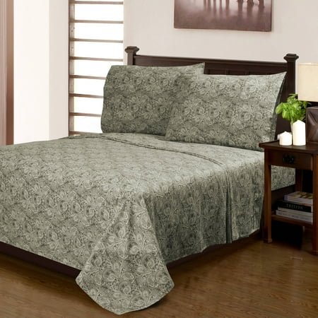 Impressions Mori 300-Thread Count Cotton Printed Deep Pocket Sheet Set