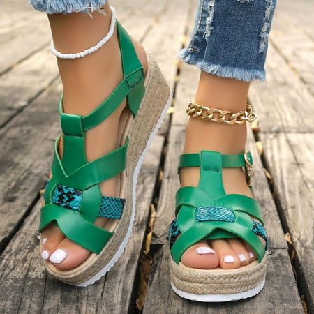 YOUSNH Women s Large Size Wedge Sandals Summer Straps Lightweight Outer Sandals for Women Comfortable Sandals for Women Green 9(42)
YOUSNH Women s Large Size Wedge Sandals Summer Straps Lightweight Outer Sandals for Women Comfortable Sandals for Women Green 9(42)