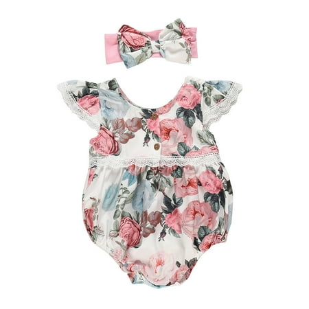 QWERTYU Newborn Infant Baby Toddler with Headband Set Short Sleeve Jumpsuit for Girl Summer Cotton Floral Romper 0-24M Pink 100
QWERTYU Newborn Infant Baby Toddler with Headband Set Short Sleeve Jumpsuit for Girl Summer Cotton Floral Romper 0-24M Pink 100