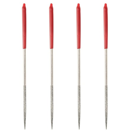 4X Lapidary Round Rat Tail Diamond Files 3mm x 140mm Silver Tone Red