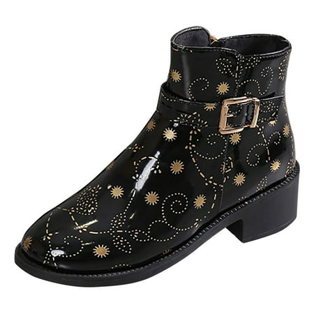 DVKOVI Comfortable Cowboy Boots Women Cowboy Booties for Women Women New Classic Black Shiny Gold Flower Print Short Boots Winter Belt Buckle Thick Heel Side Zipper Ankle Boots Black 39
DVKOVI Comfortable Cowboy Boots Women Cowboy Booties for Women Women New Classic Black Shiny Gold Flower Print Short Boots Winter Belt Buckle Thick Heel Side Zipper Ankle Boots Black 39