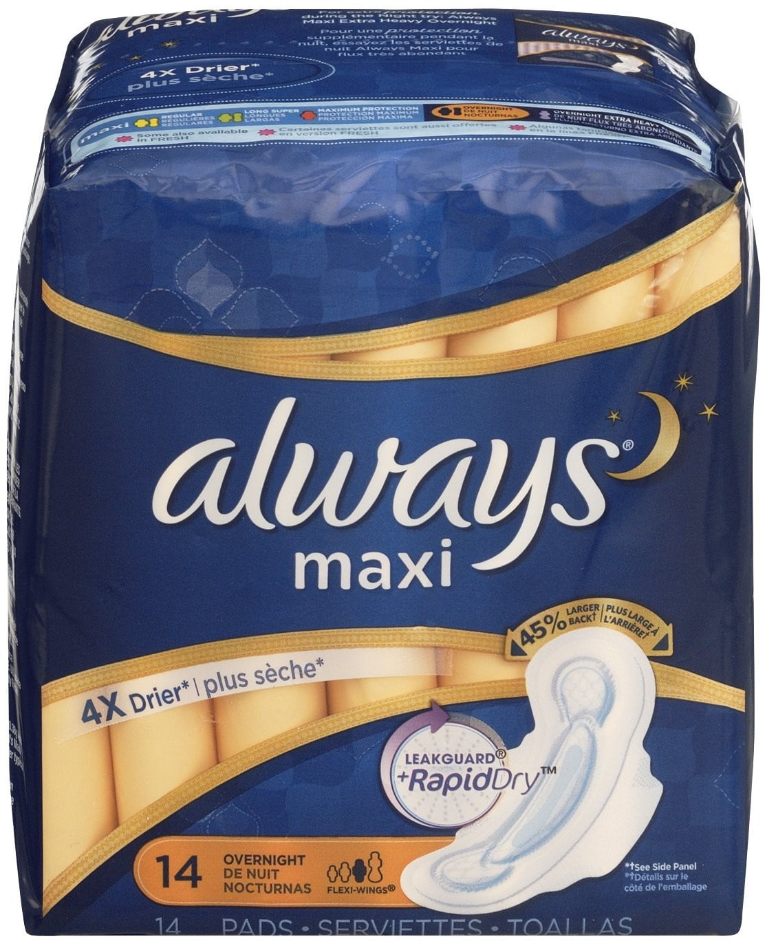 Always Maxi Pads Long Super With FlexiWings 16 Pads