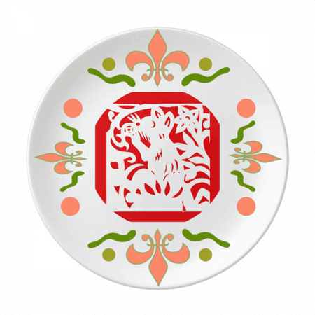 Paper-cut Rat Animal China Zodiac Flower Ceramics Plate Tableware Dinner Dish