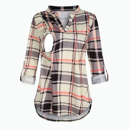 asdoklhq Maternity Tops Clearance Maternity V-Neck Plaid Long Sleeve Breast-Feeding Pregnant Woman Nursing Buttons Blouse Tops
asdoklhq Maternity Tops Clearance Maternity V-Neck Plaid Long Sleeve Breast-Feeding Pregnant Woman Nursing Buttons Blouse Tops
