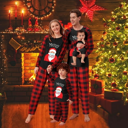 Christmas Gifts Christmas Mom Mammy Print Blouse Tops And Pants Xmas Family Clothes Pajamas Cotton Red 2Xl