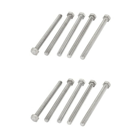 M8 X 100mm A2 Stainless Steel Fully Threaded HeX Head Screw Bolt 10 Pcs