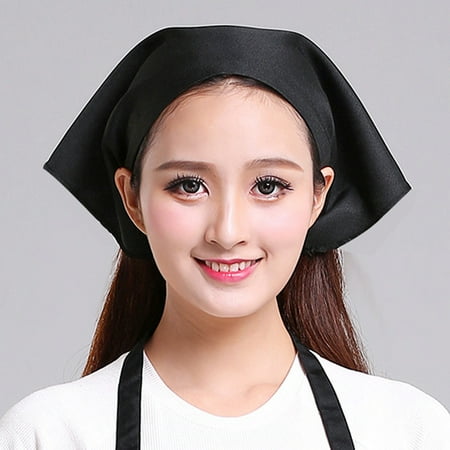 pgeraug kitchen work cap waiter men and women kitchen work turban hat kitchen supplies apron sleeve black