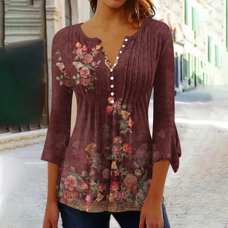 FAKKDUK 3/4 Length Sleeve Shirts for Women 2023 Casual Summer Blouses V-Neck Floral Cute Tops Loose Fit Pullover Ladies Basic Ruched Corset Tunic Tops Pleated T-shirts Blouses XXL&Wine
FAKKDUK 3/4 Length Sleeve Shirts for Women 2023 Casual Summer Blouses V-Neck Floral Cute Tops Loose Fit Pullover Ladies Basic Ruched Corset Tunic Tops Pleated T-shirts Blouses XXL&Wine