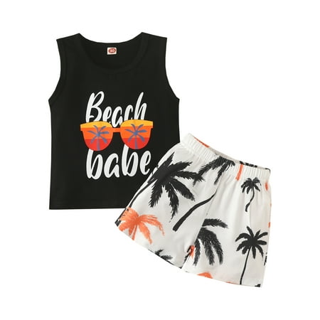 Suanret Summer Toddler Baby Boys Outfits Sleeveless Letter Printed Round Neck Tank Tops + Tree Pattern Shorts Black 4-5 Years
Suanret Summer Toddler Baby Boys Outfits Sleeveless Letter Printed Round Neck Tank Tops + Tree Pattern Shorts Black 4-5 Years