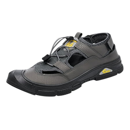 nsendm Casual Leather Men Shoes Men Flat Breathable Water Shoes Casual Shoes Leather Shoes for Men Casual Wide Shoes Grey 9