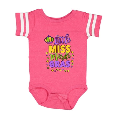 Inktastic Little Miss Mardi Gras with Crown and Dots Gift Baby Girl Bodysuit
