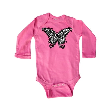 Inktastic Black Ink Butterfly Gift Baby Boy or Baby Girl Long Sleeve Bodysuit