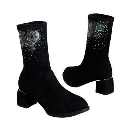 Tuscom Boot for Women Fall Winter Flock Boots Middle Heels Chunky Heel Fashion Solid Color Middle Mid Calf Boots
Tuscom Boot for Women Fall Winter Flock Boots Middle Heels Chunky Heel Fashion Solid Color Middle Mid Calf Boots