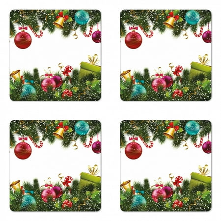 Christmas Coaster Set of 4 Snowy Winter Xmas Time Happy New Year Greeting Presents Bells Leaves Garland Square Hardboard Gloss Coasters Standard Size Multicolor by Ambesonne
Christmas Coaster Set of 4 Snowy Winter Xmas Time Happy New Year Greeting Presents Bells Leaves Garland Square Hardboard Gloss Coasters Standard Size Multicolor by Ambesonne