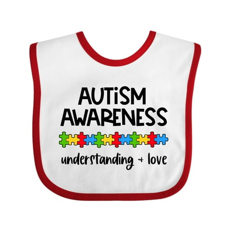Inktastic Autism Awareness Understanding and Love with Puzzle Pieces Gift Baby Boy or Baby Girl Bib