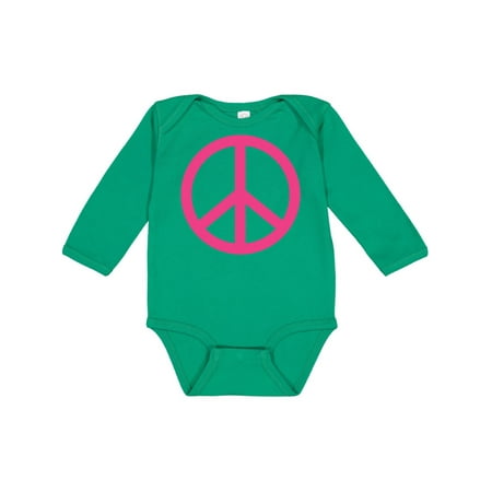 Inktastic Pink Peace Sign Gift Baby Girl Long Sleeve Bodysuit