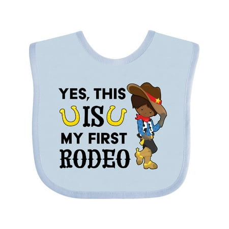 Inktastic Yes This is My First Rodeo- Cowboy in Hat and Boots Gift Baby Boy Bib