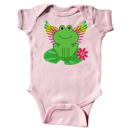 Inktastic Frog Lily Pad Wings Gift Baby Girl Bodysuit