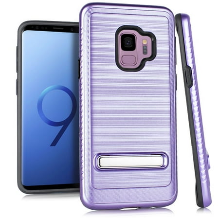 [해외] MUNDAZE Purple Brushed Metal Kickstand Case For Samsung Galaxy S9 Phone