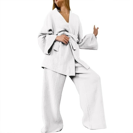 Miayilima Trousers Suit For Women Ladies Spring And Autumn Solid Color Fashion Long Sleeve Slacks Crepe Ladies Solid Color Nightgown Home Clothes Size S
Miayilima Trousers Suit For Women Ladies Spring And Autumn Solid Color Fashion Long Sleeve Slacks Crepe Ladies Solid Color Nightgown Home Clothes Size S