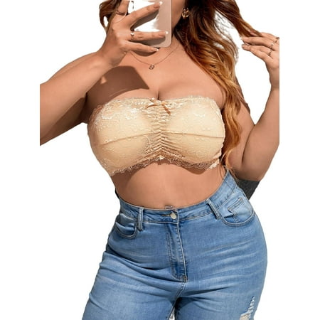 Plain A Piece Plus Size Bras & Bralettes Women s Apricot