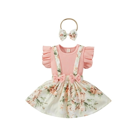 Canrulo 3pcs Summer Lovely Baby Girls Clothes Ruffles Sleeve Solid T Shirts Flowers Suspender Dress+ Headband Sets Pink 3-4 Years
Canrulo 3pcs Summer Lovely Baby Girls Clothes Ruffles Sleeve Solid T Shirts Flowers Suspender Dress+ Headband Sets Pink 3-4 Years