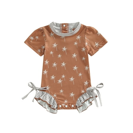 Franhais Infant Baby Girls Romper 0-1 Years Old Coconut Tree Print Short Sleeve Ruffled Hem Crew Neck Bowknot Jumpsuits Summer Bodysuits
Franhais Infant Baby Girls Romper 0-1 Years Old Coconut Tree Print Short Sleeve Ruffled Hem Crew Neck Bowknot Jumpsuits Summer Bodysuits