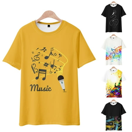 LANLIN Music Festival Adult 3D Print Graphic Tee Classic-Fit Shirts For Men Boys